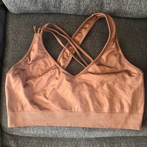 Avia Tan Sports Bra with Criss-Cross Straps